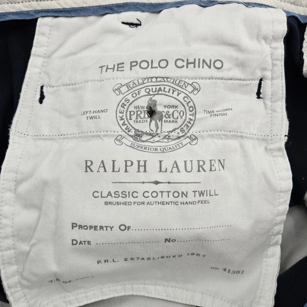 Polo Ralph Lauren Classic Fit Chino Pants 38x32 Navy Blue‎ Twill Cotton Trousers
